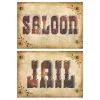 Skilt Saloon & Jail i Papp