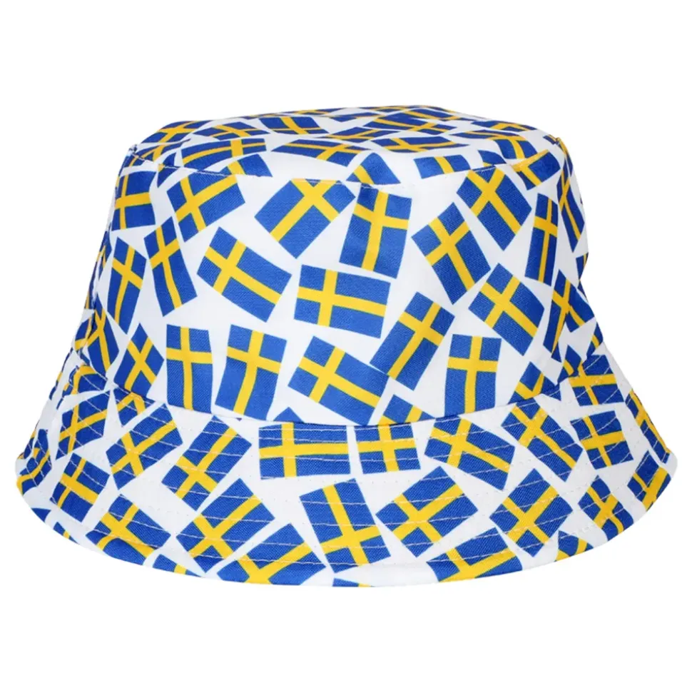 Solhatt med svenske flagg