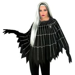 Svart Poncho med Spindelvev