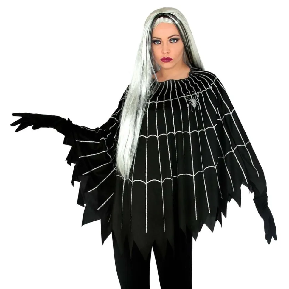 Svart Poncho med Spindelvev