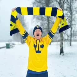 Sverige-skjerf Stripete Tre Kronor