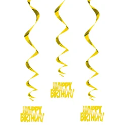 Swirls Happy Birthday Gull Hengende Dekorasjon