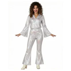 70-talls Disco Dame Sølv Kostyme