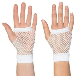 80-talls fingerløse nettinghansker korte hvite