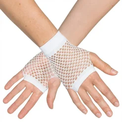 80-talls fingerløse nettinghansker korte hvite