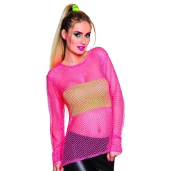 80-talls Nettingtrøye Neonrosa