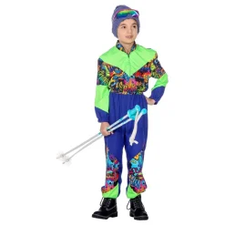 80-talls Skidress Blå/Grønn Barn Kostyme