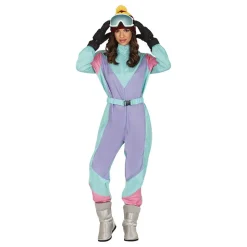 80-talls Skidress Lilla/Blå Dame Kostyme