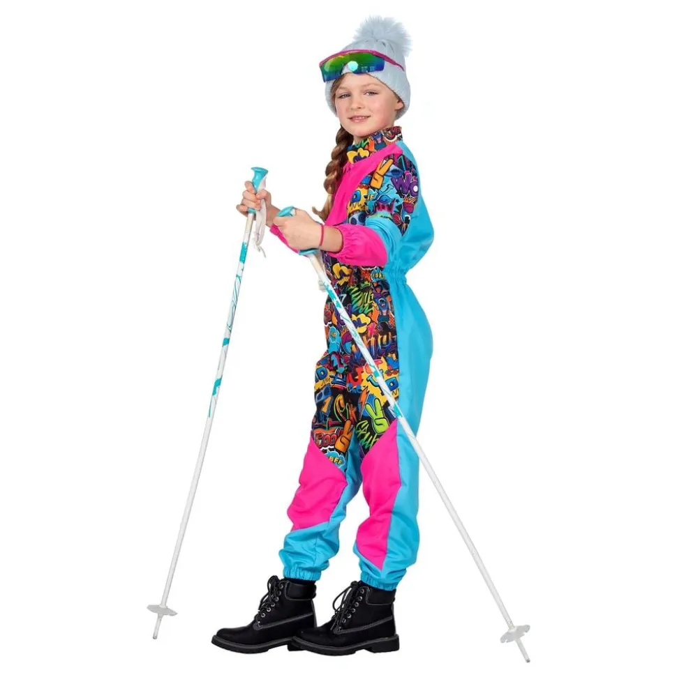 80-talls Skidress Rosa/Blå Barn Kostyme