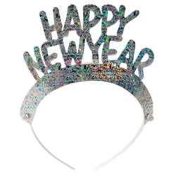 Tiaraer Happy New Year Holografisk Sølv