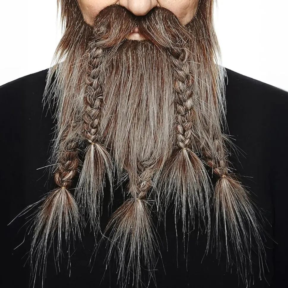 Viking Bart med Skjegg Brun/Grå