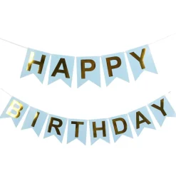 Vimpelgirlander Happy Birthday Lyseblå