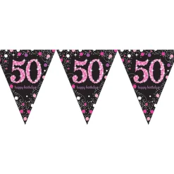 Vimpelgirlander 50 Svart/Rosa Glitter